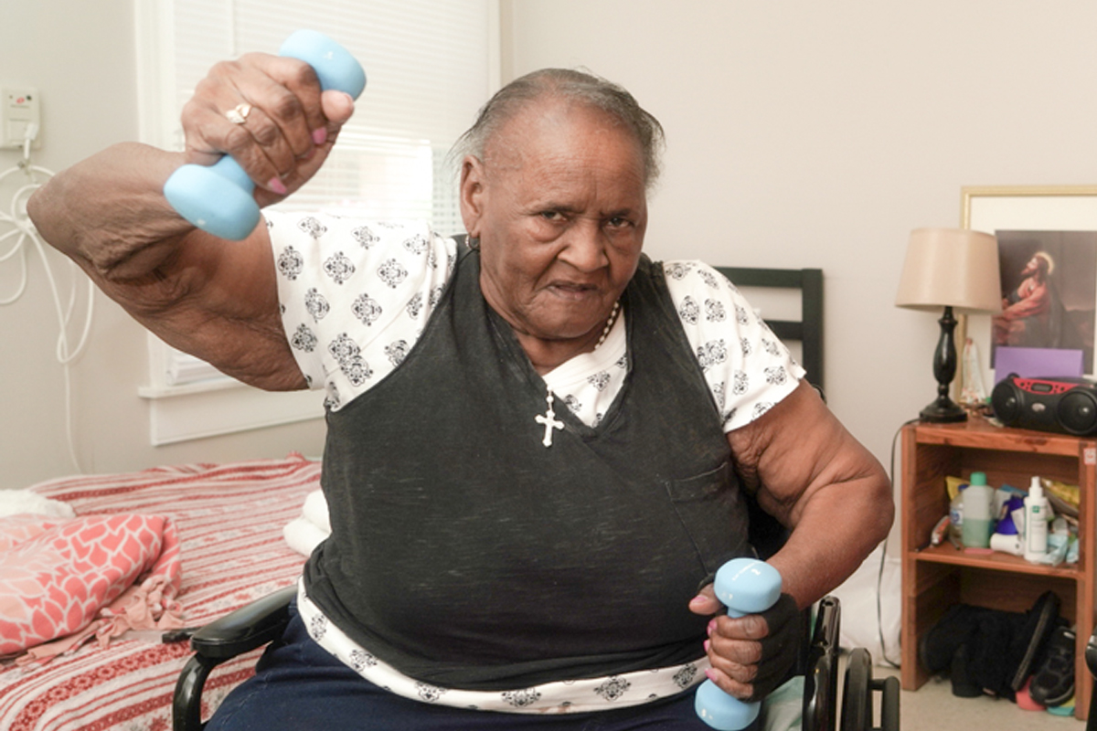 Resident working out